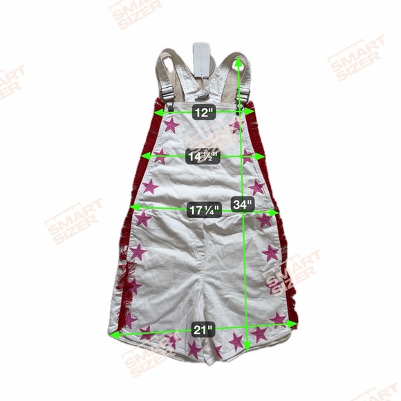Stella Mccartney Kids Size 14 White Overalls with Pink Star Accents and Fringe - Picture 5 of 5